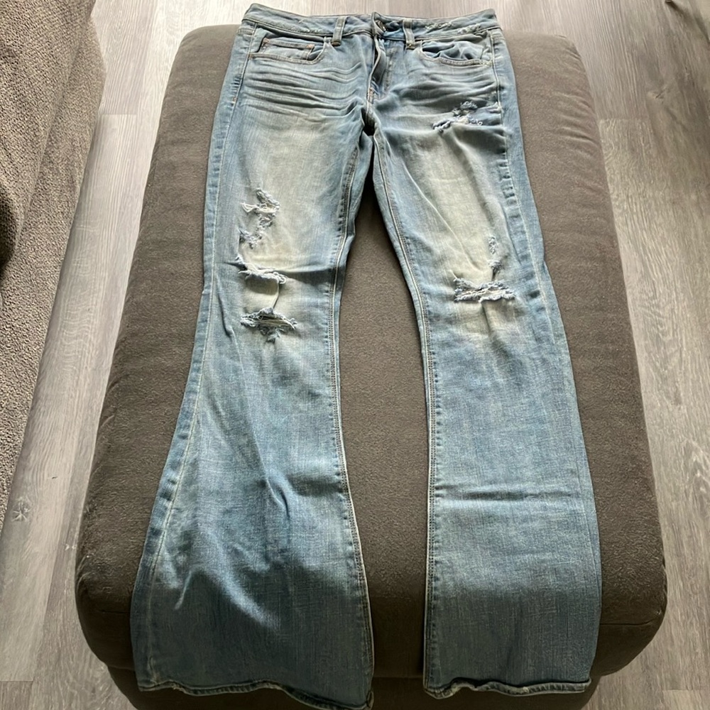 American Eagle Women's Distressed Blue Artisan Jeans